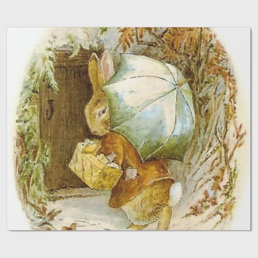 "Peter Rabbit with Winter Umbrella" von Beatrix Po Geschenkpapier (Flach)