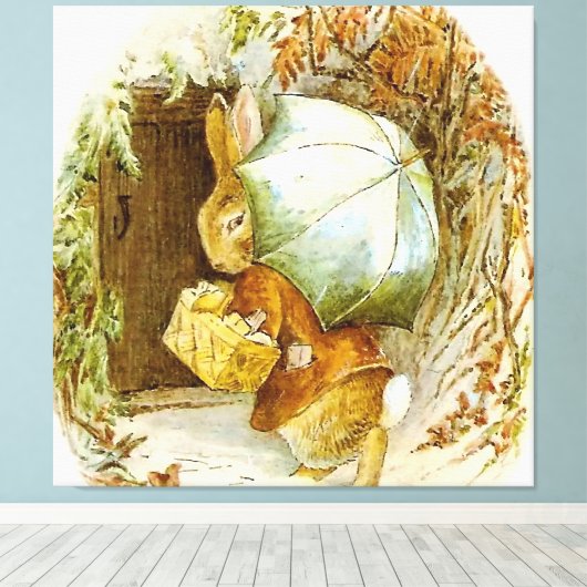 "Peter Rabbit with Winter Umbrella" von Beatrix Po Leinwanddruck (Insitu (Holzboden))