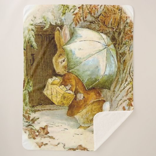 "Peter Rabbit with Winter Umbrella" von Beatrix Po Sherpadecke (Vorderseite)