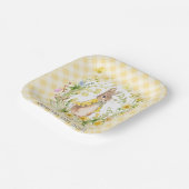 Peter Rabbit Yellow Wildblume Gingham Baby Shower Pappteller (Gewinkelt)