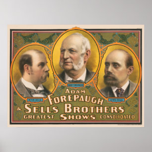 Peter Sells, Adam Forepaugh und Lewis Sells Poster