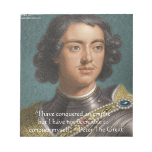 Peter The Great "Conquer Myself" Quote Ohrts & Tee Notizblock