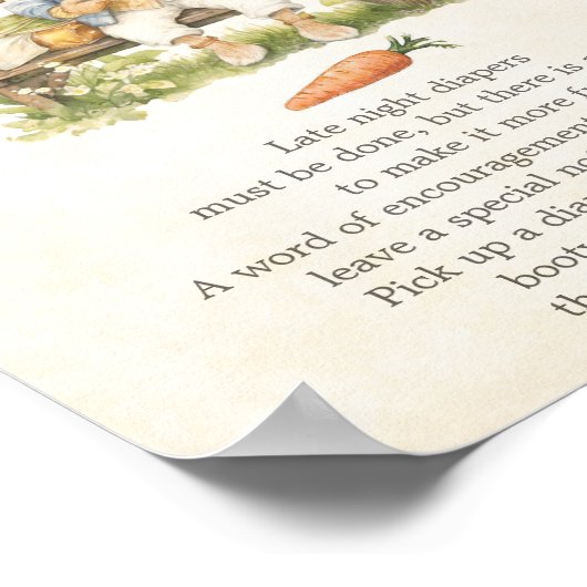 Peter The Rabbit Baby Dusche Spate Night Diapers Poster (Ecke)