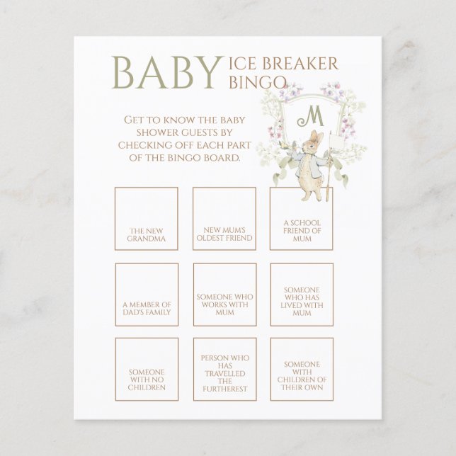 Peter the Rabbit Baby Ice Breaker Bingo Game (Vorderseite)