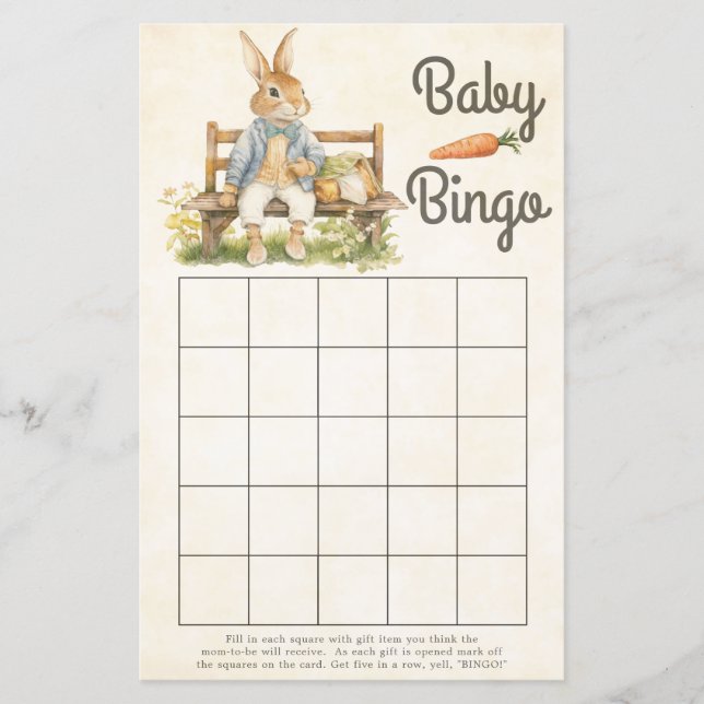 Peter The Rabbit - Baby Shower Bingo (Vorderseite)