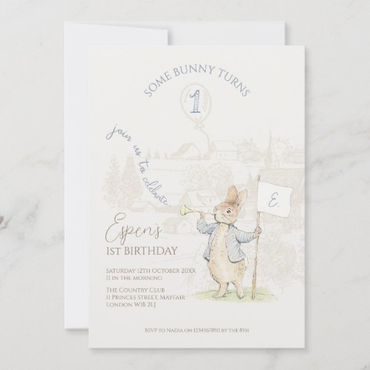 Peter the Rabbit Beatrix Ein sonniger 1. Geburtsta Einladung (Vorderseite)