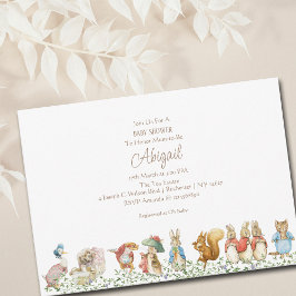 Peter the Rabbit Beatrix Woodland Baby Shower Einladung
