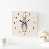 Peter the Rabbit Beige Quadratische Wanduhr (Zuhause)