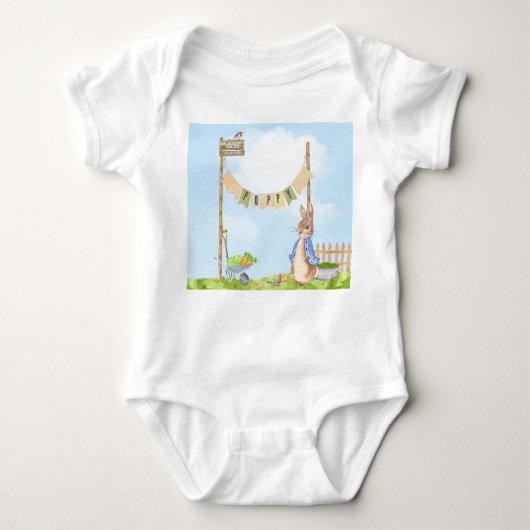 Peter the Rabbit Birthday Garden Party Baby Strampler (Vorderseite)