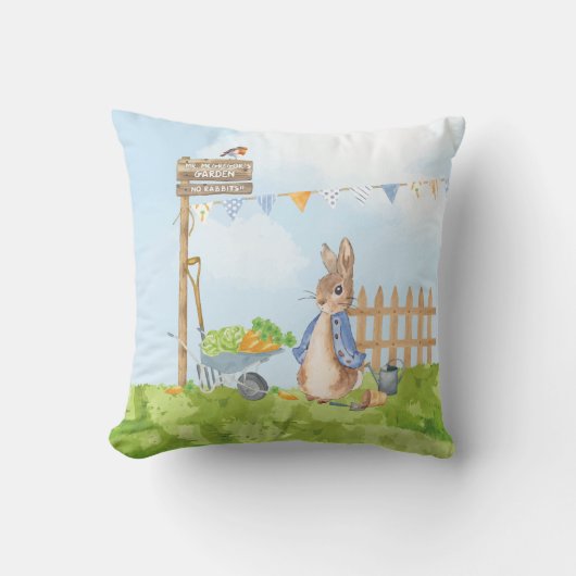 Peter the Rabbit Birthday Garden Party Kissen (Vorderseite)