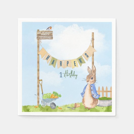 Peter the Rabbit Birthday Garden Party Serviette (Vorderseite)