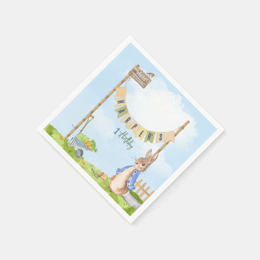 Peter the Rabbit Birthday Garden Party Serviette (Ecke)