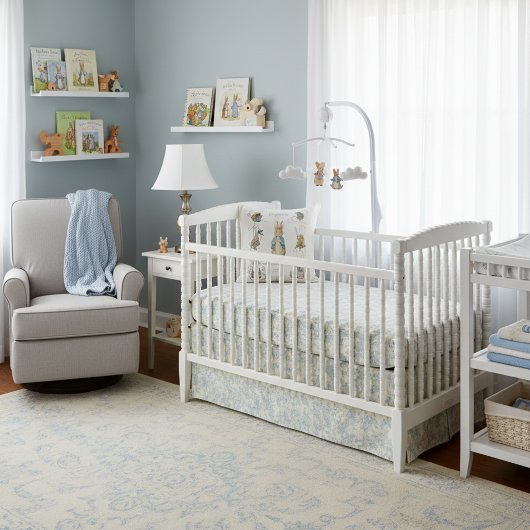 Peter the Rabbit Blue Gingham Birth Stats Kissen