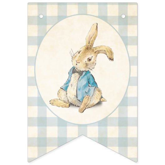 Peter The Rabbit Blue Gingham zum ersten Geburtsta Wimpelkette (Erste Fahne)