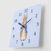Peter the Rabbit Blue Quadratische Wanduhr (Winkel)