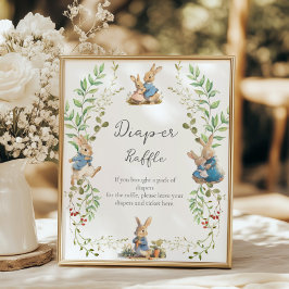 Peter the Rabbit Botanical Diaper Raffle Poster