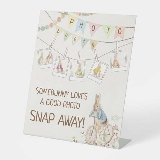 Peter the Rabbit Bunny Baby Showe Foto Booth Sign Sockelschild (Vorderseite)