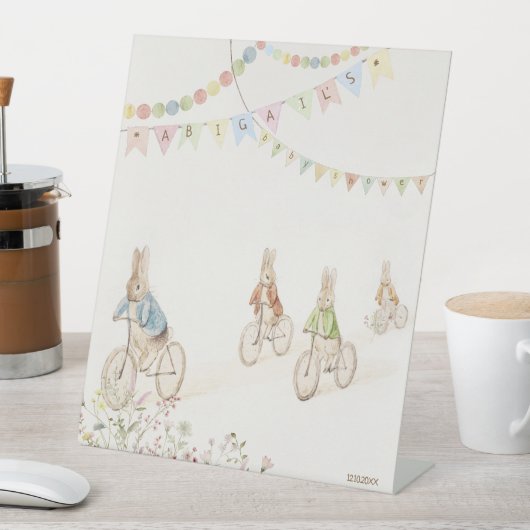 Peter the Rabbit Bunny Gender Baby Shooting Sign Sockelschild (In Situ)