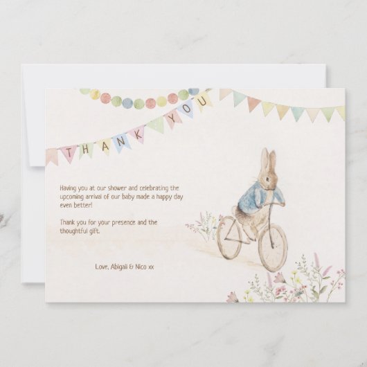 Peter the Rabbit Bunny Gender Neutral Books Baby Dankeskarte (Vorderseite)