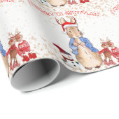 Peter the Rabbit Christmas Hat Reindeer Red White Geschenkpapier (Rolleneckpunkt)