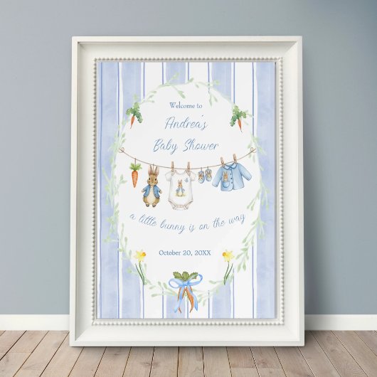 Peter the Rabbit Clothesline Baby Dusche Willkomme Poster