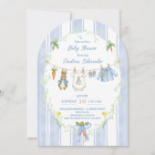 Peter the Rabbit Clothesline Baby Shower Einladung (Vorderseite)