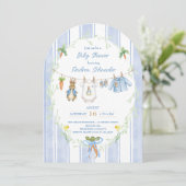 Peter the Rabbit Clothesline Baby Shower Einladung (Stehend Vorderseite)