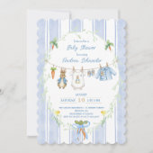 Peter the Rabbit Clothesline Baby Shower Einladung (Vorderseite)