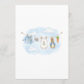 Peter the Rabbit Clothesline Baby Shower Menükarte (Rückseite)