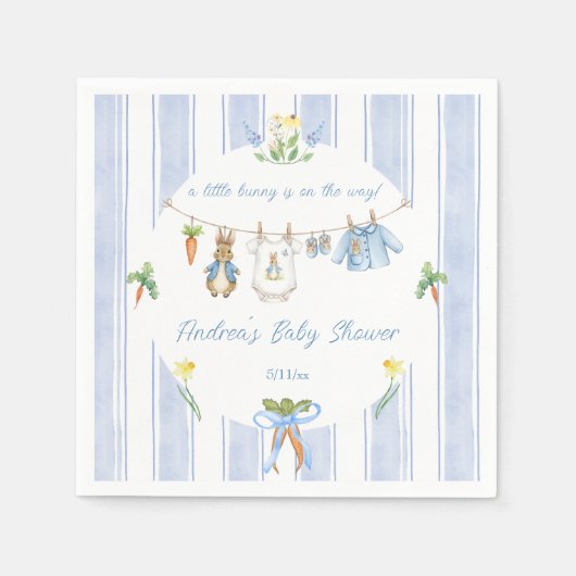 Peter the Rabbit Clothesline Baby Shower Serviette (Vorderseite)
