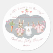 Peter the Rabbit Clothesline Baby Shower Thank You Runder Aufkleber (Vorderseite)