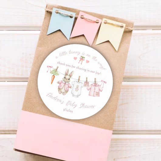 Peter the Rabbit Clothesline Baby Shower Thank You Runder Aufkleber