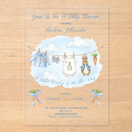 Peter the Rabbit Cute Clothesline Baby Shower  Acryleinladungen