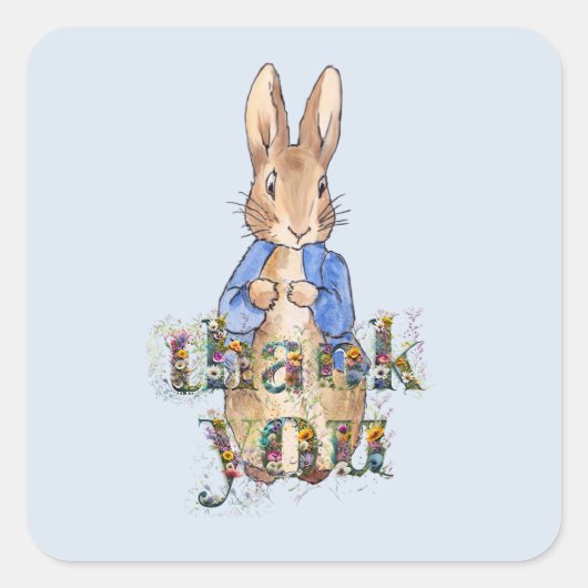 Peter the Rabbit Decorative Danke, Text Quadratischer Aufkleber (Vorderseite)