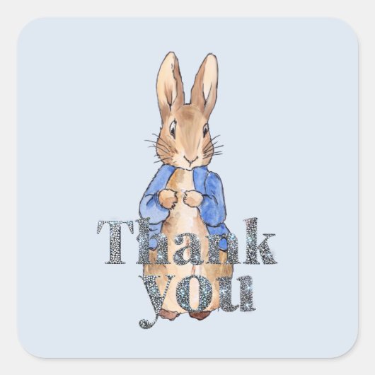 Peter the Rabbit Decorative Danke, Text Quadratischer Aufkleber (Vorderseite)