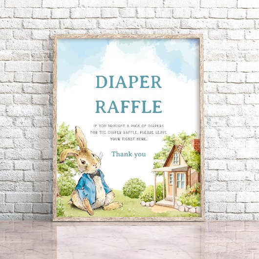 Peter The Rabbit Diaper Raffle Baby Showspiel Poster