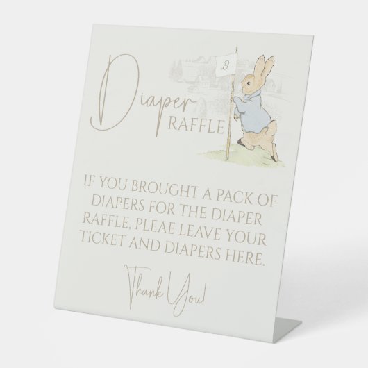 Peter the Rabbit etwas Bunny Baby Diaper Raffle Sockelschild (Vorderseite)