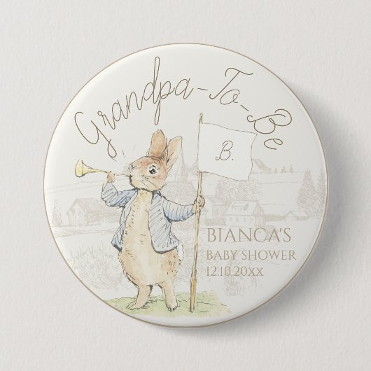 Peter the Rabbit etwas Bunny Baby Dusche Opa Button (Vorderseite)