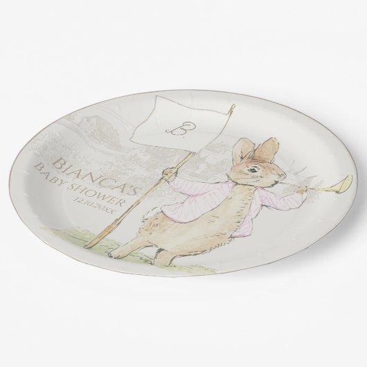 Peter the Rabbit etwas Sonnendusche pink Pappteller (Schrägansicht)