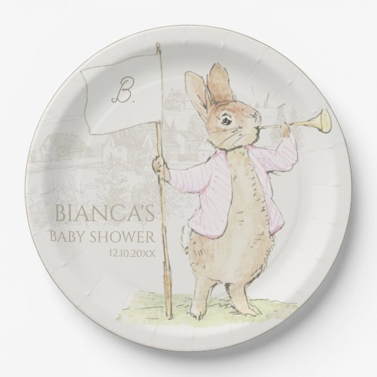 Peter the Rabbit etwas Sonnendusche pink Pappteller (Vorderseite)