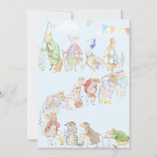 Peter the Rabbit First Blue Birthday Einladung (Rückseite)