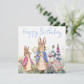 Peter the Rabbit Flopsy Jemima Happy Birthday Karte (Stehend Vorderseite)