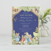 Peter the Rabbit Forest Friends Kinderdusche Einladung (Stehend Vorderseite)