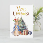 Peter the Rabbit Frohe Weihnachtsbaum Feiertagskarte (Stehend Vorderseite)