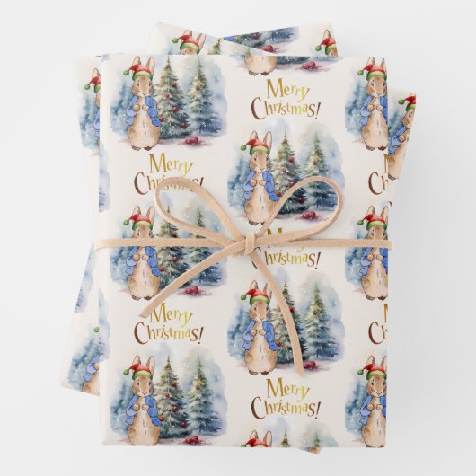 Peter the Rabbit Frohe Weihnachtsbaum Geschenkpapier Set (Beispiel)