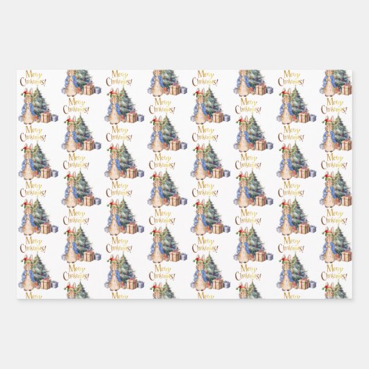 Peter the Rabbit Frohe Weihnachtsbaum Geschenkpapier Set (Vorderseite)