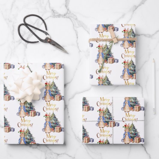Peter the Rabbit Frohe Weihnachtsbaum Geschenkpapier Set (Vorderseite)