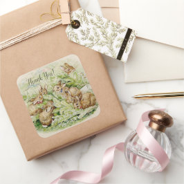 Peter the Rabbit Garden Baby Dusche Danke Quadratischer Aufkleber