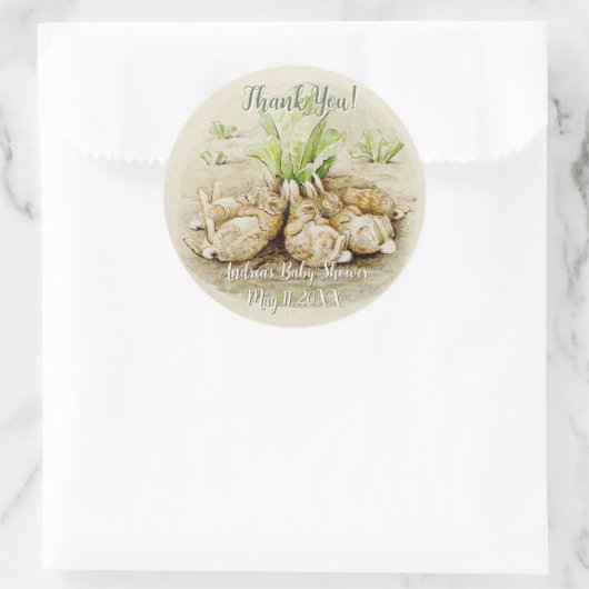 Peter the Rabbit Garden Baby Dusche Danke Runder Aufkleber (Tasche)