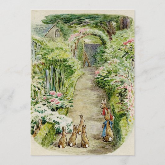 Peter the Rabbit Garden Baby Shower Menükarte (Rückseite)